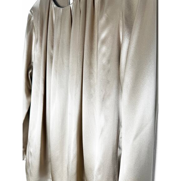 Kiton Napoli Womens 100% Silk Blouse Pleated Neckline Long Sleeve Designer Italy - Picture 3 of 11